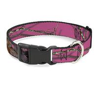 Mossy Oak Pet Collar, Dog Collar Plastic Buckle, Mossy Oak Country Roots Camo Fuchsia, 7 to 8.5 Inches 0.5 Inch Wide