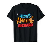 Most Amazing Richard Saying Funny Richard Name Value Graphic T-Shirt, Men, Black, XL