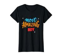 Most Amazing Roy Saying Funny Roy Name Value Graphic T-Shirt, Women, Black, L