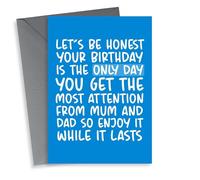 Most Attention from Mum and Dad Sibling Rivalry Birthday Card