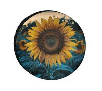 Most Beautiful Sunflower Spare Tire Cover, Weatherproof Tire Diameters 24-36 Inch, Universal Waterproof Trailer Wheel Protectors