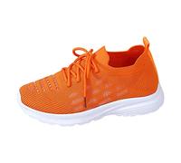 Most Bought Items Women Trainers Wide Fit Wedge Walking Sneakers Casual Fashion Non Slip Jogging Shoes Lightweight Low Top Soft Sole Slip on Memory Foam Trainers Women Orange 5