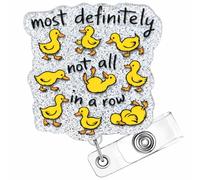 Most Definitely Not All in A Row Badge Reel Funny Cute Fun Holder Clip Name ID Retractable Tag for Nurse Nursing Student Peds Pediatric Medical Healthcare Work Hospital CNA MA RN Accessories Gifts