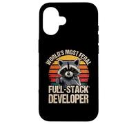 Most Feral Full Stack Developer Funny Raccoon Coder Dev Men Case for iPhone 16