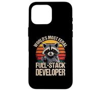 Most Feral Full Stack Developer Funny Raccoon Coder Dev Men Case for iPhone 16 Pro Max