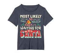 Most Likely Jolly Santa Fans Hilarious Sleepy Surprise Xmas T-Shirt, Women's Plus, Heather Blue, 6X