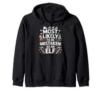 Most Likely To Be Mistaken As An Elf Christmas Zip Hoodie
