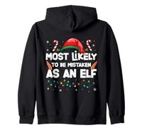 Most Likely to Be Mistaken as an Elf Cute Xmas Party Costume Zip Hoodie