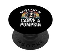 Most Likely To Carve A Pumpkin Funny Halloween PopSockets Adhesive PopGrip