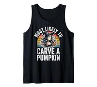 Most Likely to Carve A Pumpkin Funny Halloween Tank Top