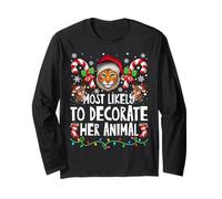 Most Likely to Decorate Her Tiger Animal Ugly Christmas Long Sleeve T-Shirt