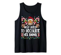 Most Likely to Decorate Her Tiger Animal Ugly Christmas Tank Top
