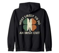 Most Likely to Do an Irish Exit Goodbye Funny St Patricks Zip Hoodie
