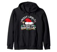 Most Likely To Fart On Santa's Lap Family Matching Christmas Zip Hoodie