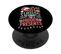 Most Likely To Forget The Hidden Presents Santa Hat PopSockets Adhesive PopGrip