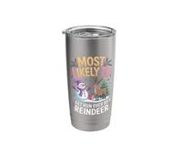 Most Likely to Get Run Over by A Reindeer Christmas Humor Stainless Steel Insulated Tumbler
