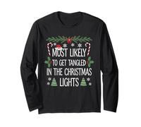Most Likely To Get Tangled In The Christmas Lights Pajamas Long Sleeve T-Shirt