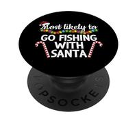 Most Likely To Go Fishing With Santa Funny Christmas PopSockets Adhesive PopGrip