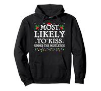 Most Likely To Kiss Under The Mistletoe Christmas Pajamas Pullover Hoodie