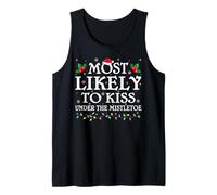 Most Likely to Kiss Under The Mistletoe Christmas Pajamas Tank Top