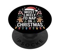 Most Likely To Nap On Christmas Holiday Party Santa Lovers PopSockets Adhesive PopGrip