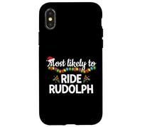 Most Likely To Ride Rudolph Funny Family Matching Christmas Case for iPhone X/XS