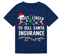 Most Likely to Sell Santa Insurance T-Shirts for Family | Funny Christmas Tees for Kids, Boys, Girls & Men, Women Perfect for Christmas Parties & Gifts Navy