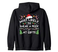 Most Likely to Sneak A Peek at gifts Christmas Family Zip Hoodie