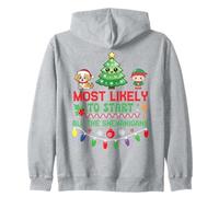 Most Likely To Start All The Shenanigans Family Xmas Holiday Zip Hoodie