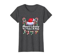 Most Likely to Take A Nap T-Shirt, Women, Dark Heather Grey, Large