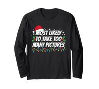 Most-Likely-to Take Too Many Pictures Christmas Lights Santa Long Sleeve T-Shirt