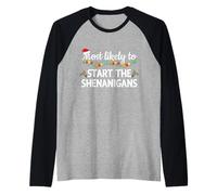 Most Likely to The Shenanigans Funny Family Matching Xmas Raglan Baseball Tee