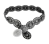 MOSTEDE Wide Disc Belt for Women Belt for Women Vintage Fashion Round Disc Western Belt for Women Wide Disc Belt Wide PU Disc Belt Adjustable Length for Dresses Decorative, black, NO