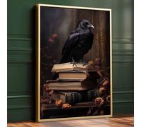 Gothic Crow Art Dark Academia Wall Posters Dark Academia Floral Wall Art Gothic Vintage Paintings Dark Academia Wall Art Black Crow Poster Vintage Dark Academia Posters Room Decor 16x24inch No Frame