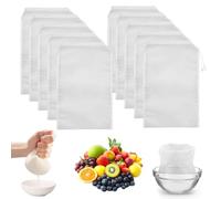 MOSTFUN 10Pcs Cheese Cloths for Straining, Nut Milk Bag with Drawstring, Muslin Cloths for Cooking, Fine Mesh Cheese Cloth Bags for Straining, Reusable Straining Bag for Yogurt Juice Tea (20 x 30cm)
