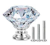 MOSTFUN 15Pack 30mm Crystal Glass Door Cabinet Knobs Diamond Cut Drawer Handles for Cupboards Wardrobes Drawers Home Decoration with 3 Lengths of Screws (Silver)