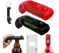 MOSTFUN 2 Pcs Beer Bottle Opener Cap Gun with Keychain & Poker Bottle Opener, Novelty Shooter Gun Launcher, Unique Fun Gifts for Home, Bar, Party, Christmas, Birthday
