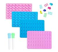 MOSTFUN 4 Pack Gummy Bear Mould, Jelly Moulds Nonstick Silicone Gummy Molds Including Mini Dinosaur Bear Silicone Candy Molds with 2 Dropper for Sweets Candy Chocolate Ice Cube Jelly