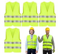 MOSTFUN 4 Pack Hi Vis Vest, High Visibility Safety Vests, Reflective Jacket, Night Workwear Reflective Safety Vests, for Traffic Work, Cycling, Running, Surveyor, Security Guard, Construction