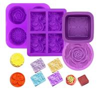 MOSTFUN 4 PCS Silicone Soap Moulds, 4 Cavity Soap Moulds Handmade Soap Making Molds Soft Waves Flower Pattern Nonstick & BPA Free for Making Craft Candle Candy Chocolate Baking Jelly Cake