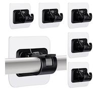 MOSTFUN 6Pcs Curtain Rod Hooks, Self Adhesive Nail-Free Adjustable Pole Holders, Wall Mount Fixing Clips for Curtains in Home, Bathroom, Kitchen & Hotel (Black)