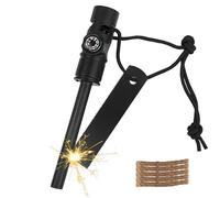 MOSTFUN Flint and Steel Fire Starter Kit, Magnesium Ferrocium Rod Fire Steel 5 in 1 Flint Striker Multi Tool with Compass Whistle Hemp Rope Scraper with Scale for Camping Hiking Outdoor