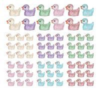 MOSTFUN Mini Resin Ducks, 60 Pcs, Colorful, Glow, Cute, for Aquarium, Garden, Landscape, Decoration, Dollhouse, Home (6 Colors)