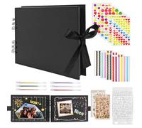 MOSTFUN Scrapbook Photo Albums, DIY Memory Photo Album 100 Pages Craft Paper with Accessories Couples Baby Scrapbook for Anniversary, Wedding,Travelling, Baby Shower (Black)