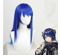 Mostima Cosplay Wig Game Arknights Blue Gradient Long Straight High Temperature Fiber Hair Wig for Halloween Party
