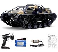 Mostop 1/12 Remote Control Crawler High Speed Tank Off-Road 4WD RC Car,2.4Ghz Remote Control Crawler Drift Tank with 2 Batteries,360°Rotating Drifting Army Armored Truck for Kids Adults