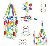 Mostop 45PCS Teleskopierbare & Flexible Magnetische Baustäbchen Set, Biegsame Magnetstäbe und Kugeln Bauspielzeug, Kreatives Phantasie Spiel Bausteine für Kinder Jungen Mädchen Kleinkinder ab 3 Jahren