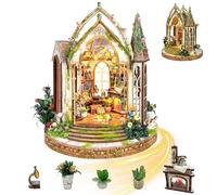 Mostop DIY Miniature Dollhouse Kit-Book Nook Kit, 3D Wooden Puzzle with LED Light,Creative Room Idea for Kids/Adults Wooden Dollhouse Kit House DIY Kits