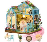 Mostop DIY Miniature Dollhouse Kit with Furniture - Book Nook Kit, Wooden Dollhouse Kit Miniature House Kit with LED Light,Creative Room Idea for Kids/Adults House DIY Kits(Floral Reverie)