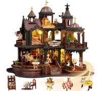 Mostop DIY Miniature Dollhouse Kit, Wooden Dollhouse Kit Miniature House Kit with LED Light,Creative Room Idea for Kids/Adults Magic House DIY Kits